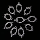 10Pcs Antique Silver Craft Alloy Oval Metal Lace Hollow Pendant Necklace