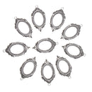 10Pcs Antique Silver Craft Alloy Oval Metal Lace Hollow Pendant Necklace