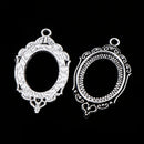 10Pcs Antique Silver Craft Alloy Oval Metal Lace Hollow Pendant Necklace