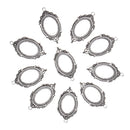 10Pcs Antique Silver Craft Alloy Oval Metal Lace Hollow Pendant Necklace