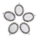 Set of 10pcs Antique Silver Tibetan Style Alloy DIY Pendants Accessories Lace Brim Cabochon Bezel