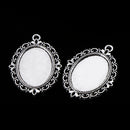 Set of 10pcs Antique Silver Tibetan Style Alloy DIY Pendants Accessories Lace Brim Cabochon Bezel