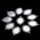 Set of 10pcs Antique Silver Tibetan Style Alloy DIY Pendants Accessories Lace Brim Cabochon Bezel