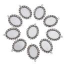 Set of 10pcs Antique Silver Tibetan Style Alloy DIY Pendants Accessories Lace Brim Cabochon Bezel