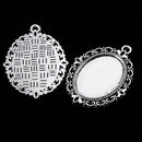 Set of 10pcs Antique Silver Tibetan Style Alloy DIY Pendants Accessories Lace Brim Cabochon Bezel