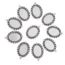 Set of 10pcs Antique Silver Tibetan Style Alloy DIY Pendants Accessories Lace Brim Cabochon Bezel