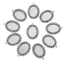 Set of 10pcs Antique Silver Tibetan Style Alloy DIY Pendants Accessories Lace Brim Cabochon Bezel