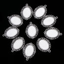 Set of 10pcs Antique Silver Tibetan Style Alloy DIY Pendants Accessories Lace Brim Cabochon Bezel