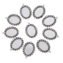 Set of 10pcs Antique Silver Tibetan Style Alloy DIY Pendants Accessories Lace Brim Cabochon Bezel