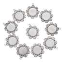 Pack of 10 Vintage Silver Round Charm Pendants Bezel Trays Jewelry Making Supplies 2