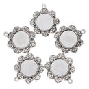 Pack of 10 Vintage Silver Round Charm Pendants Bezel Trays Jewelry Making Supplies 2