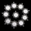 Pack of 10 Vintage Silver Round Charm Pendants Bezel Trays Jewelry Making Supplies 2