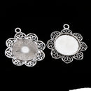 Pack of 10 Vintage Silver Round Charm Pendants Bezel Trays Jewelry Making Supplies 2