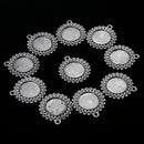 Pack of 10 Vintage Silver Round Charm Pendants Bezel Trays Jewelry Making Supplies 3