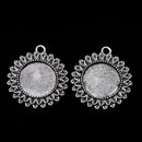 Pack of 10 Vintage Silver Round Charm Pendants Bezel Trays Jewelry Making Supplies 3
