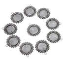 Pack of 10 Vintage Silver Round Charm Pendants Bezel Trays Jewelry Making Supplies 3