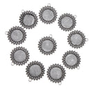 Pack of 10 Vintage Silver Round Charm Pendants Bezel Trays Jewelry Making Supplies 3