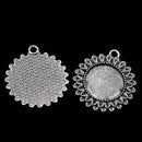 Pack of 10 Vintage Silver Round Charm Pendants Bezel Trays Jewelry Making Supplies 3