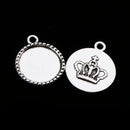 10 Pcs Vintage Punk Antique Silver Round Crown Alloy Pendant Necklace Crafts