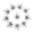10 Pcs Vintage Punk Antique Silver Round Crown Alloy Pendant Necklace Crafts