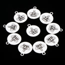 10 Pcs Vintage Punk Antique Silver Round Crown Alloy Pendant Necklace Crafts