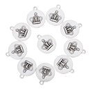 10 Pcs Vintage Punk Antique Silver Round Crown Alloy Pendant Necklace Crafts