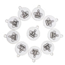 10 Pcs Vintage Punk Antique Silver Round Crown Alloy Pendant Necklace Crafts