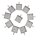 10 Pcs Vintage Antique Silver Small Alloy Square Groove Pendants Necklace Bracelet