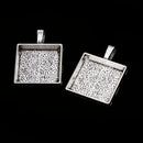 10 Pcs Vintage Antique Silver Small Alloy Square Groove Pendants Necklace Bracelet