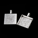 10 Pcs Vintage Antique Silver Small Alloy Square Groove Pendants Necklace Bracelet
