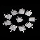 10 Pcs Vintage Antique Silver Small Alloy Square Groove Pendants Necklace Bracelet