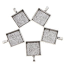 10 Pcs Vintage Antique Silver Small Alloy Square Groove Pendants Necklace Bracelet