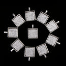 10 Pcs Vintage Antique Silver Small Alloy Square Groove Pendants Necklace Bracelet