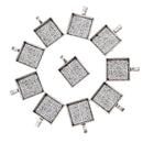10 Pcs Vintage Antique Silver Small Alloy Square Groove Pendants Necklace Bracelet