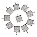 10 Pcs Vintage Antique Silver Small Alloy Square Groove Pendants Necklace Bracelet