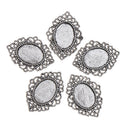Pack of 10 Vintage Silver Oval Charm Pendants Bezel Trays Jewelry Making Supplies