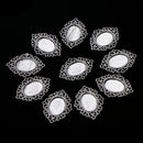 Pack of 10 Vintage Silver Oval Charm Pendants Bezel Trays Jewelry Making Supplies