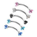 5pcs Round Stainless Steel Zircon Curved Barbell Eyebrow Piercing Jewellery