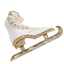 Vintage Crystal Ice Skate Skating Pin Brooch Fashion Jewelry for Women Dress Shirt Accessories 3d White