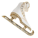 Vintage Crystal Ice Skate Skating Pin Brooch Fashion Jewelry for Women Dress Shirt Accessories 3d White