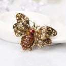Bee Brooch Female Orange Rhinestone Insect Wing BUg Hijab Lapel Collar Pin
