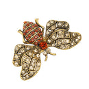 Bee Brooch Female Orange Rhinestone Insect Wing BUg Hijab Lapel Collar Pin