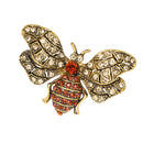 Bee Brooch Female Orange Rhinestone Insect Wing BUg Hijab Lapel Collar Pin