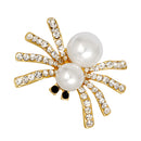 Lovely Handmade Pearl Spider Black Eye Rhinestone Brooch Pin Insect Jewelry