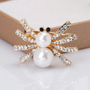 Lovely Handmade Pearl Spider Black Eye Rhinestone Brooch Pin Insect Jewelry