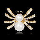 Lovely Handmade Pearl Spider Black Eye Rhinestone Brooch Pin Insect Jewelry