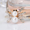 Lovely Handmade Pearl Spider Black Eye Rhinestone Brooch Pin Insect Jewelry