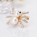 Lovely Handmade Pearl Spider Black Eye Rhinestone Brooch Pin Insect Jewelry