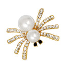 Lovely Handmade Pearl Spider Black Eye Rhinestone Brooch Pin Insect Jewelry