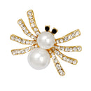 Lovely Handmade Pearl Spider Black Eye Rhinestone Brooch Pin Insect Jewelry